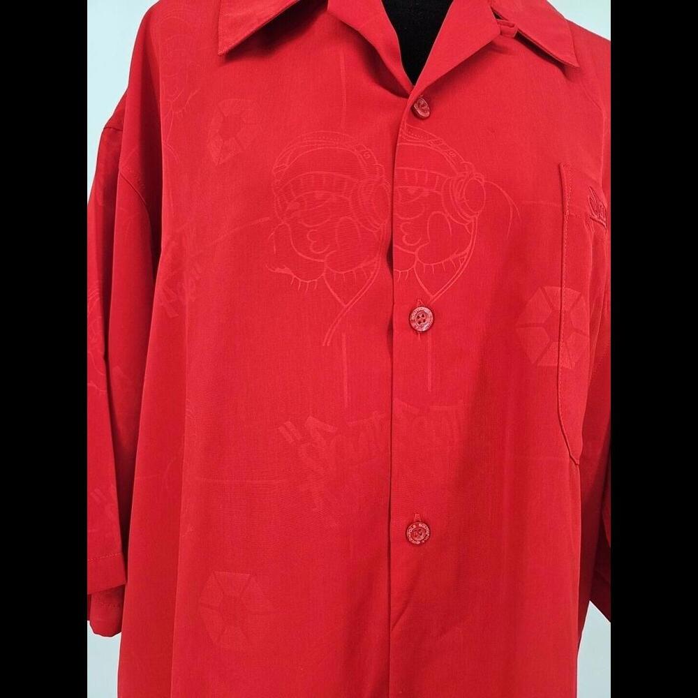 Vintage Y2K SouthPole Fubu Fat Albert Camp Button Up Shirt Mens XL Red AOP